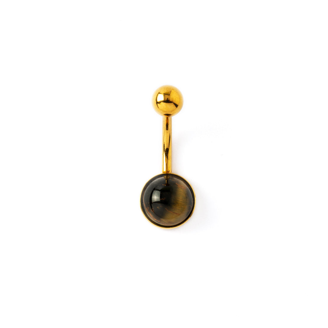 Golden Belly Bar with Tiger Eye frontal view