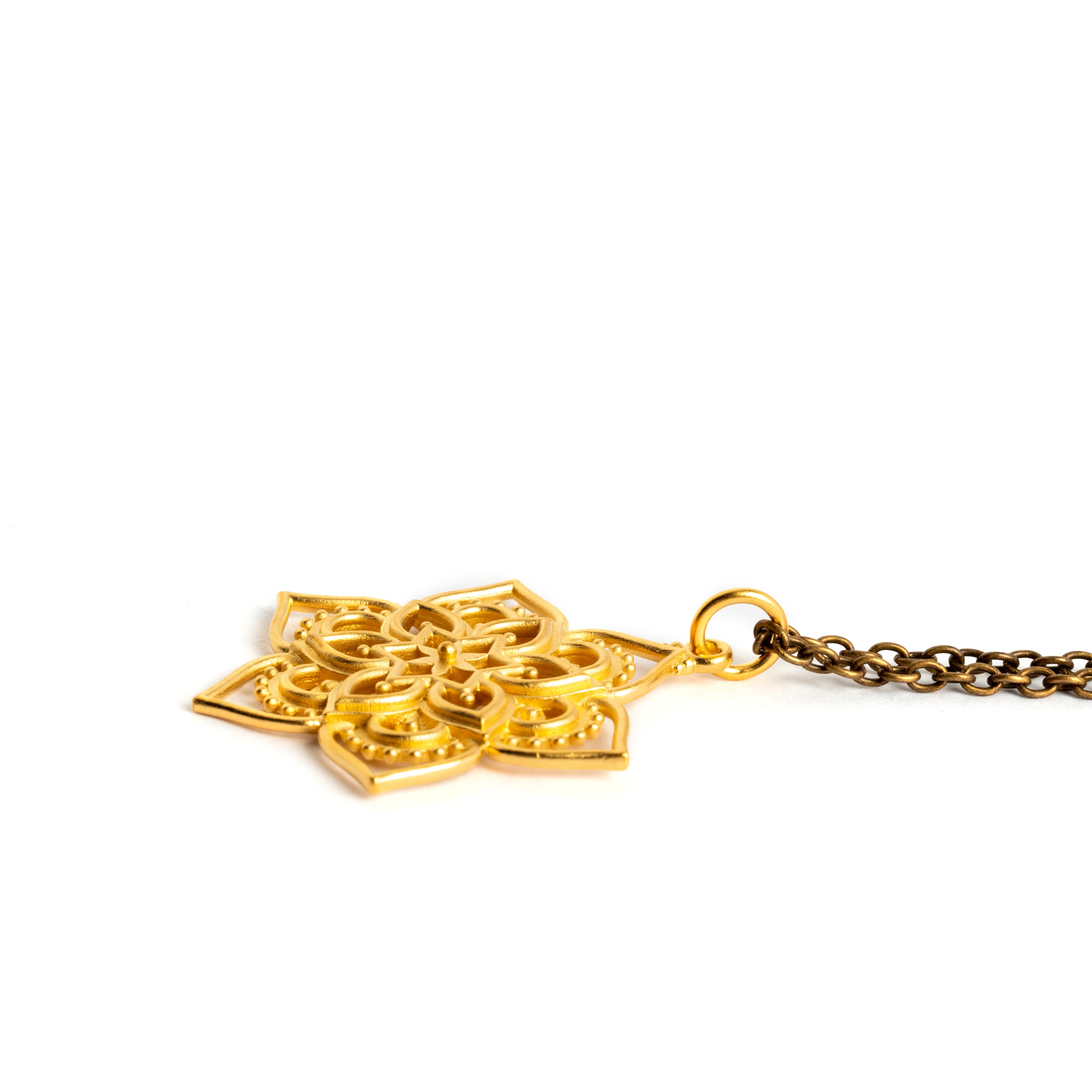 Gold Open Lotus Mandala Necklace