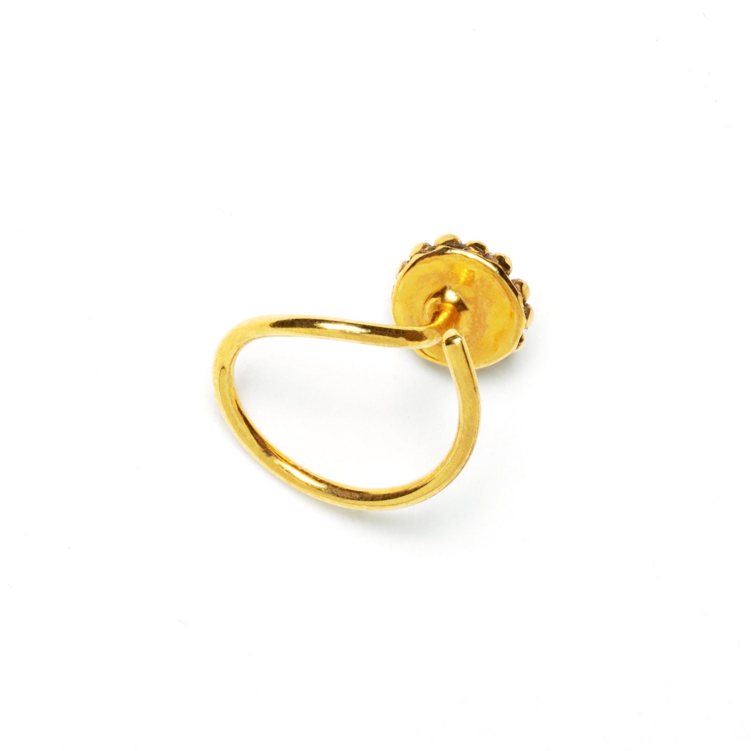 Gold Flower Nose Stud with black Spinel back view