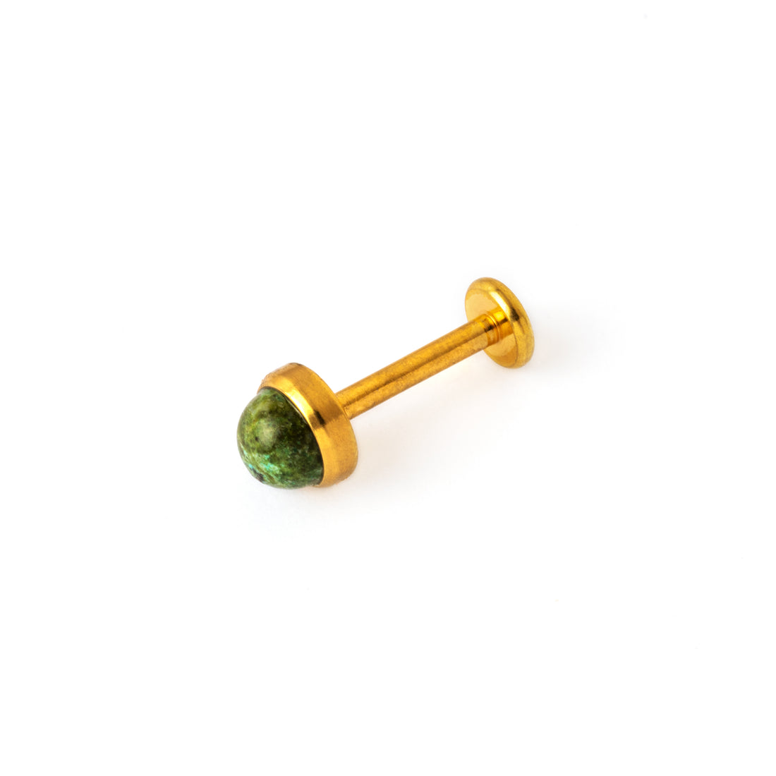 golden labret with African Jade right side view
