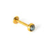 golden surgical steel internally threaded labret with black pearl stone right side view