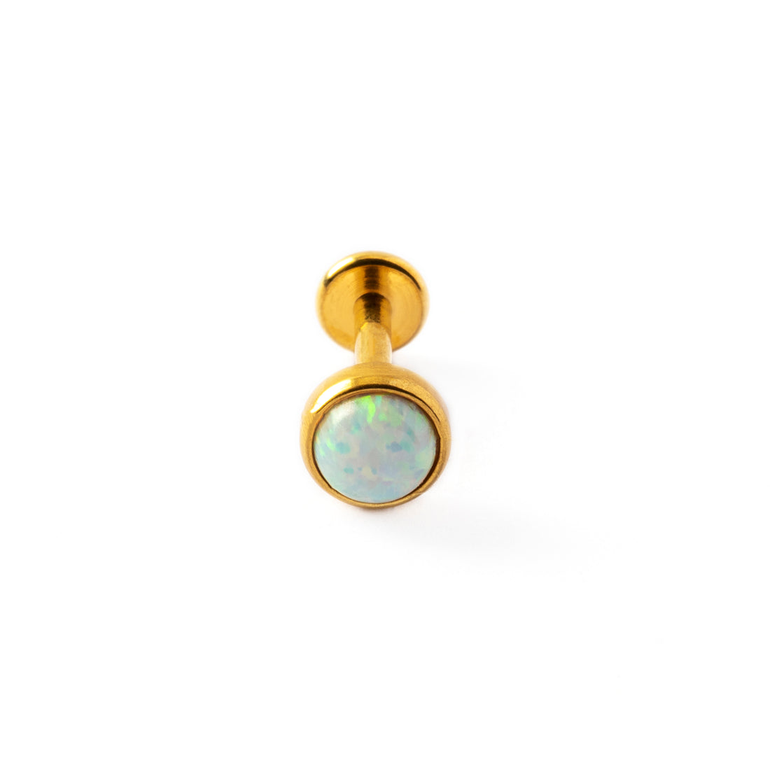 Golden Labret with White Opal frontal view