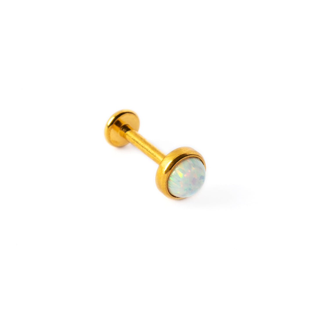Golden Labret with White Opal left side view