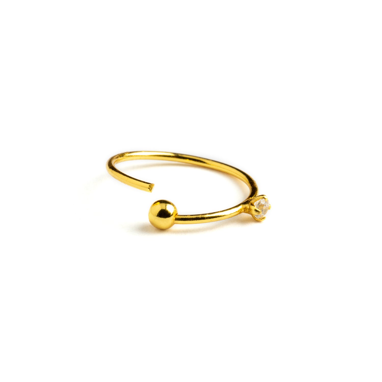 Gold nose ring with Crystal open mode view
