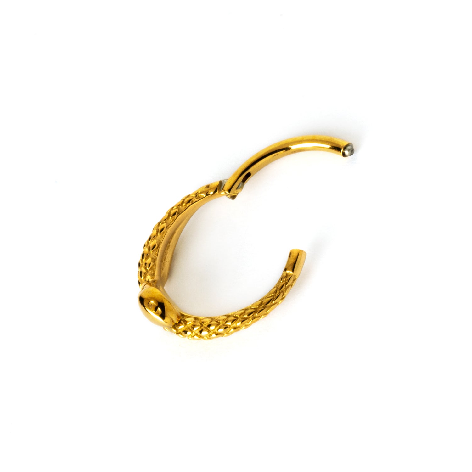 surgical steel with gold coating clicker piercing ring closure view
