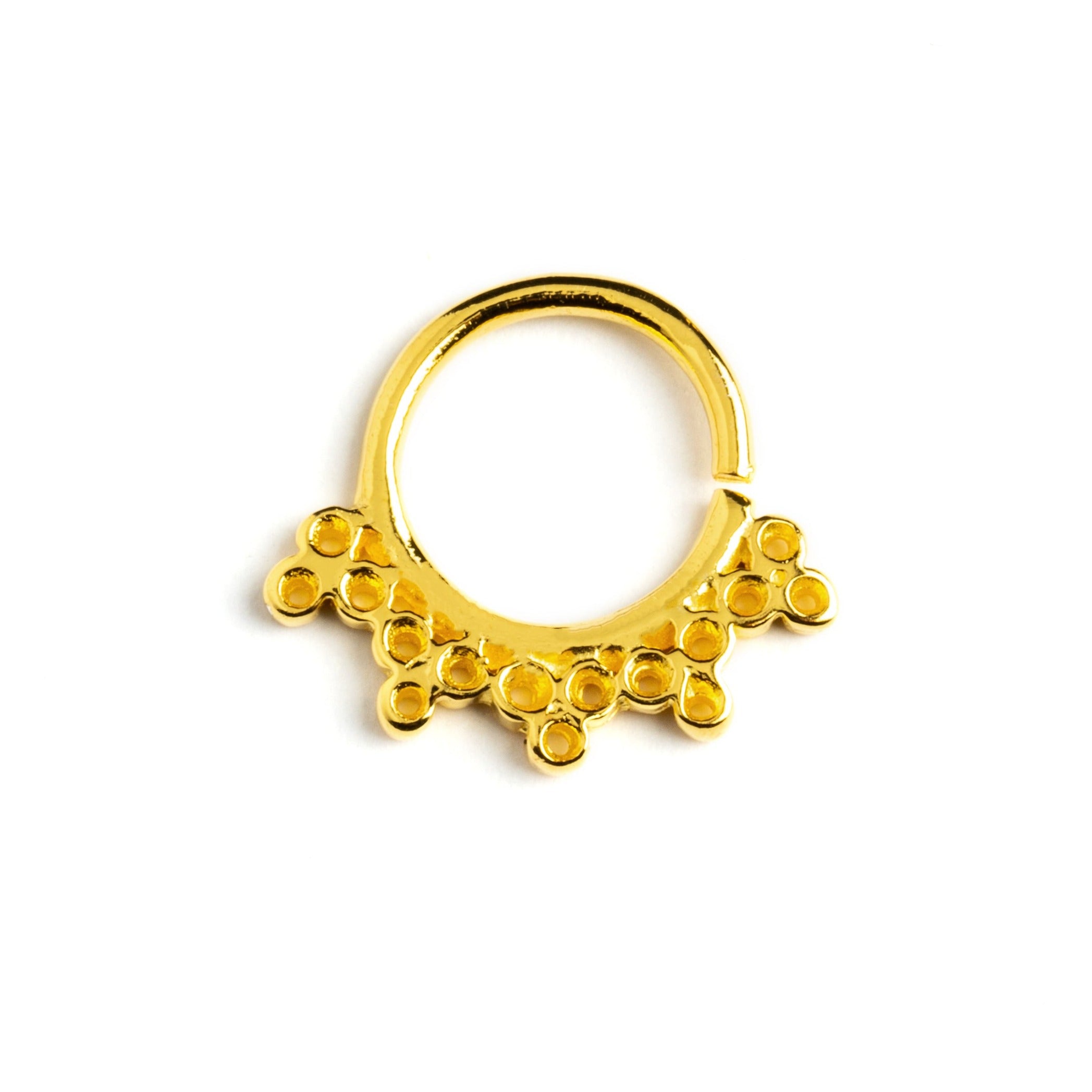 Gold surgical steel Circular septum clicker ring frontal view