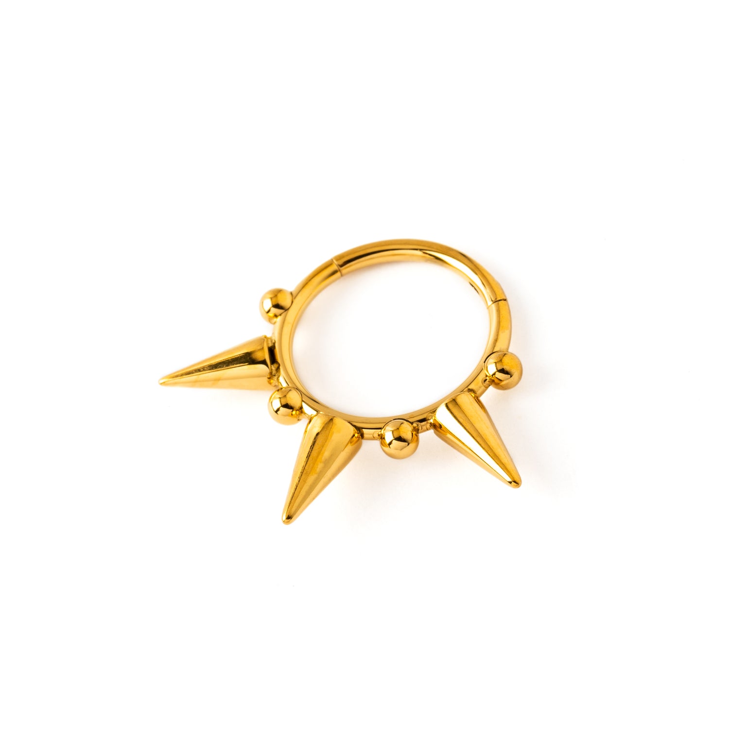 Golden surgical steel Spikes Septum Clicker ring right side view