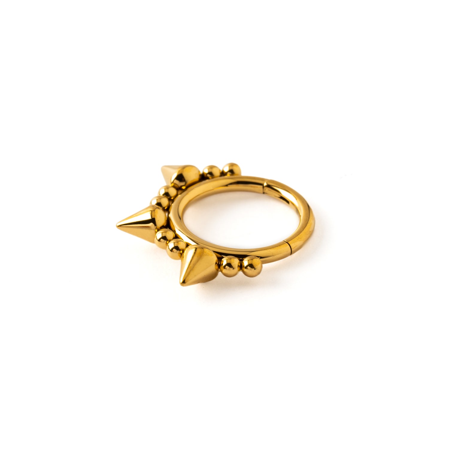 Golden surgical steel Spiky Septum Clicker ring side view