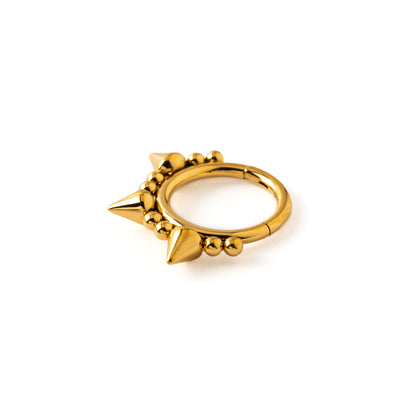 Golden surgical steel Spiky Septum Clicker ring side view