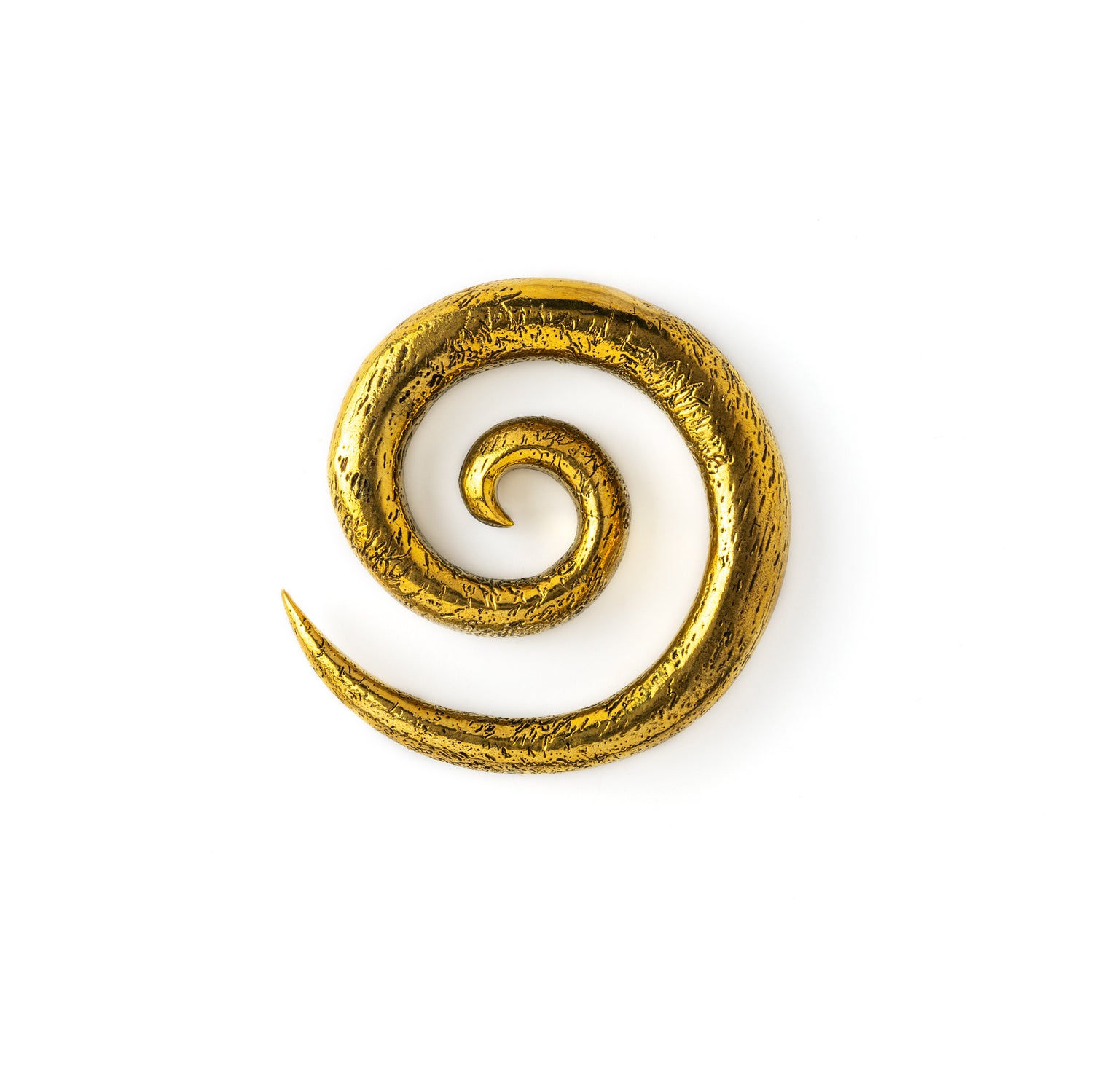 single golden brass spiral ear wight hanger frontal view