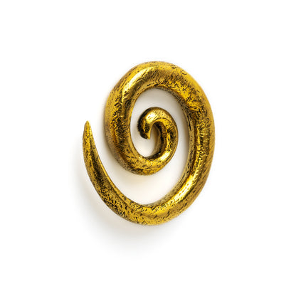 single golden brass spiral ear wight hanger front side view