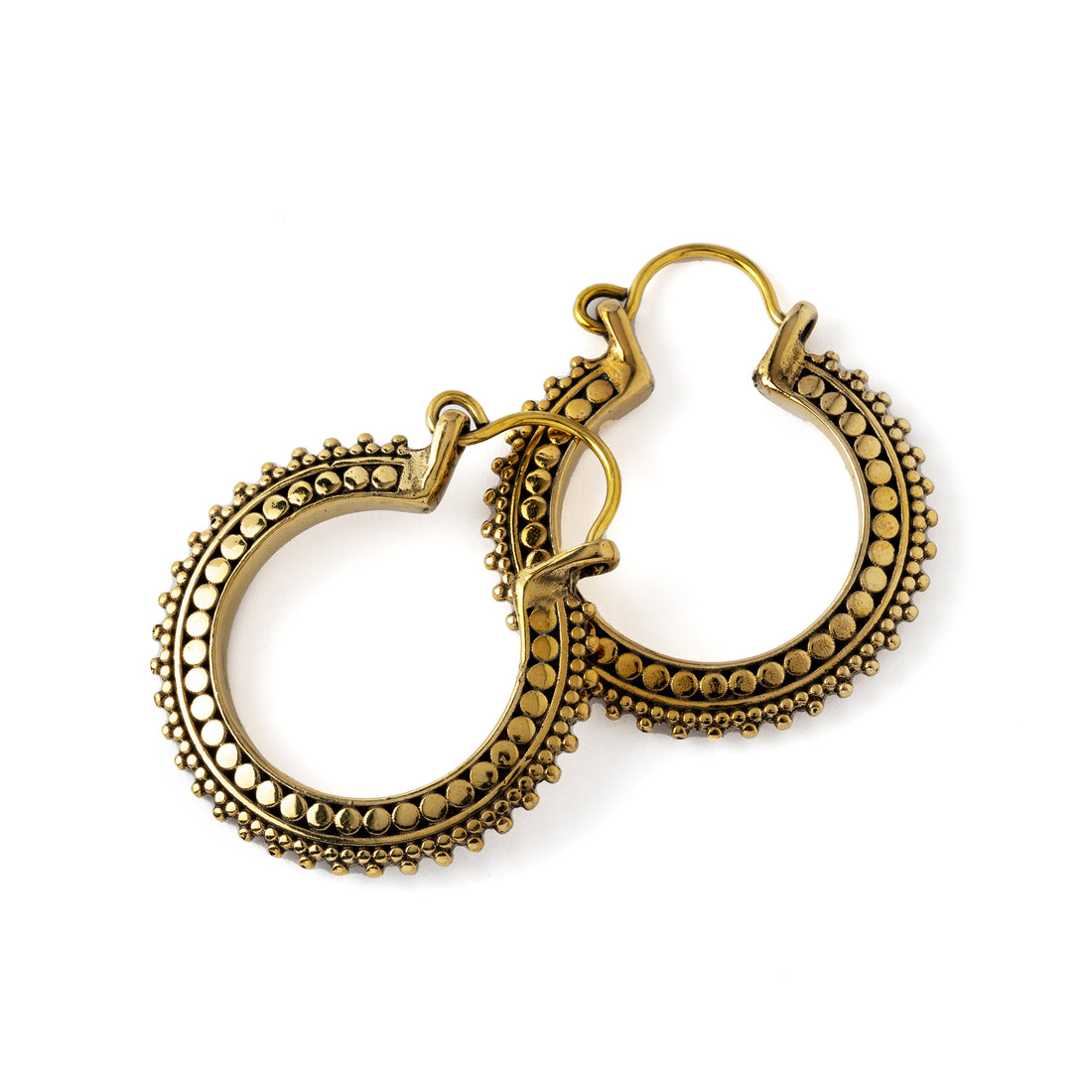 Golden Tara Earrings front and side view