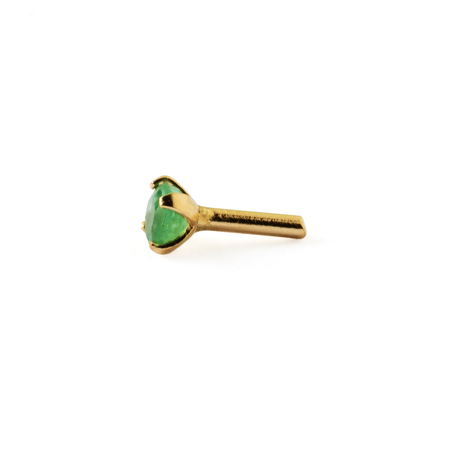 10k Gold Labret with Emerald side view