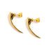 pair of Gold talon spike fake gauge earrings side view