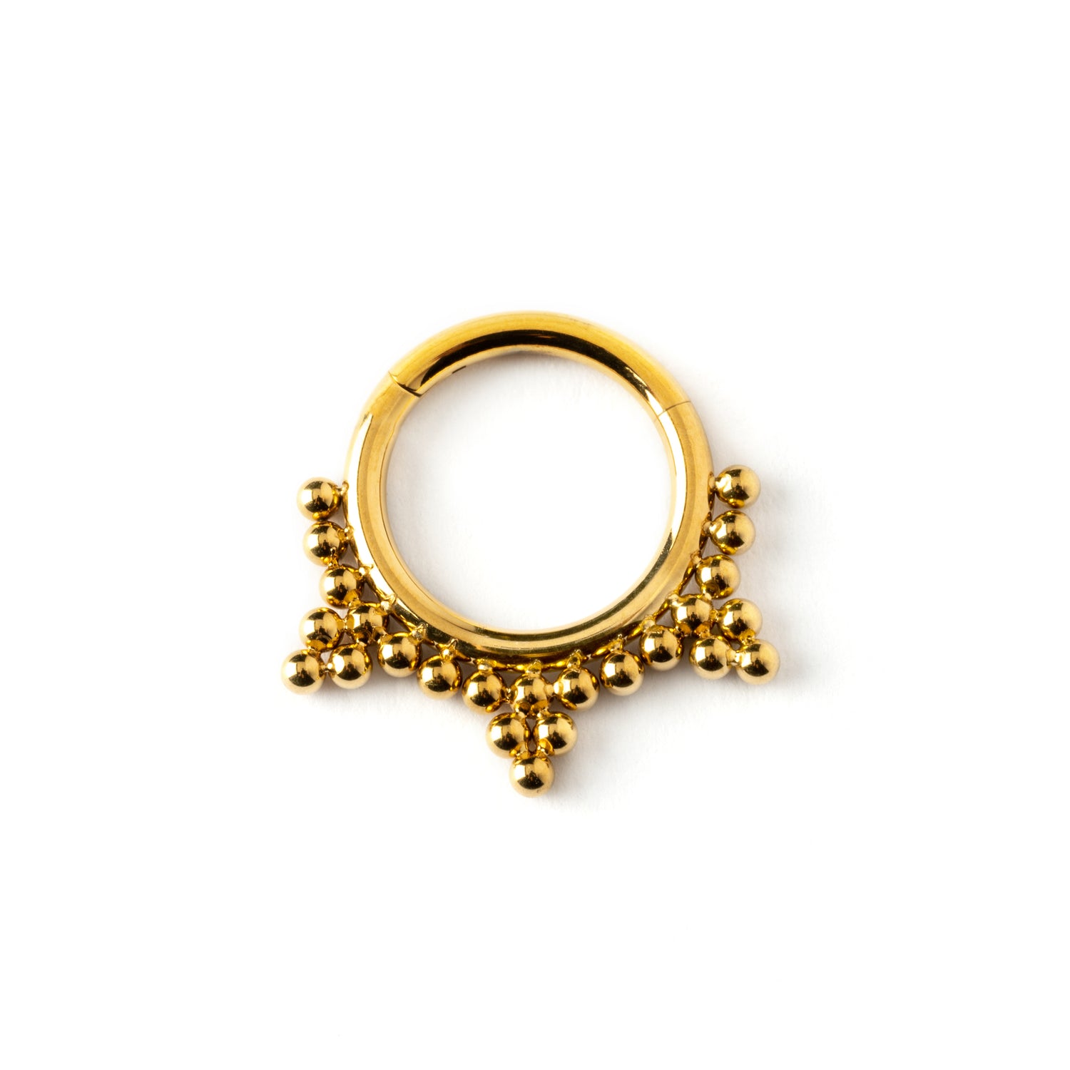 Dharma Gold zircon septum clicker ring back side view