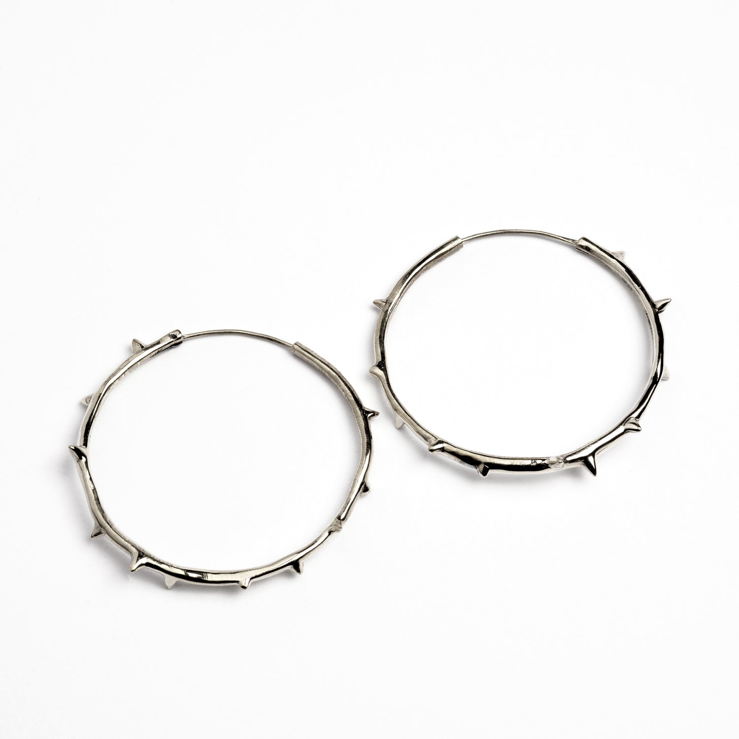 Gothic style Thorn Hoops Earrings frontal view