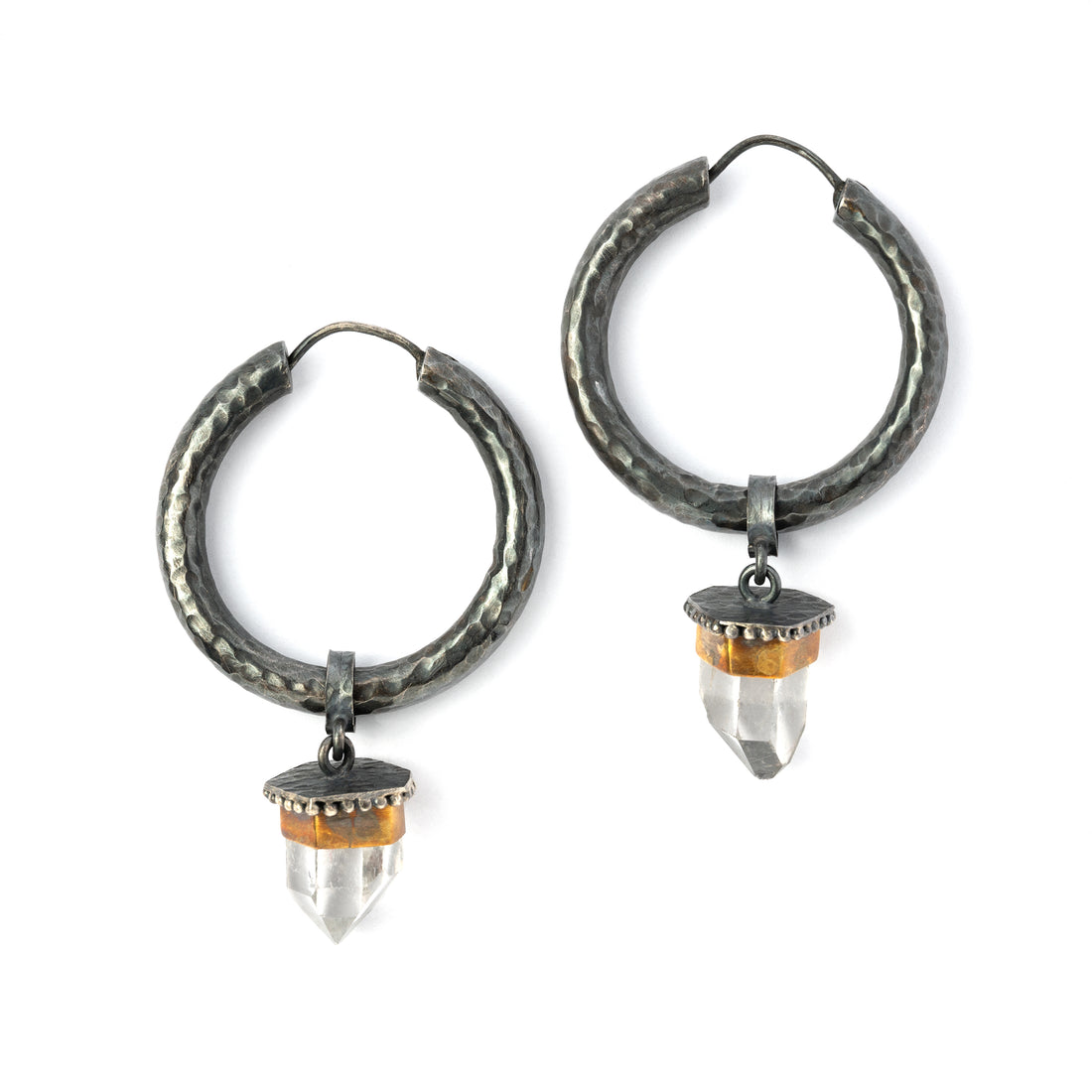 Shachi Hoops with Crystal Quartz frontal view
