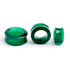 several sizes of green onyx double flare stone ear tunnels  side and front view