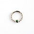sterling silver dotted septum ring with Emerald gemstone frontal view