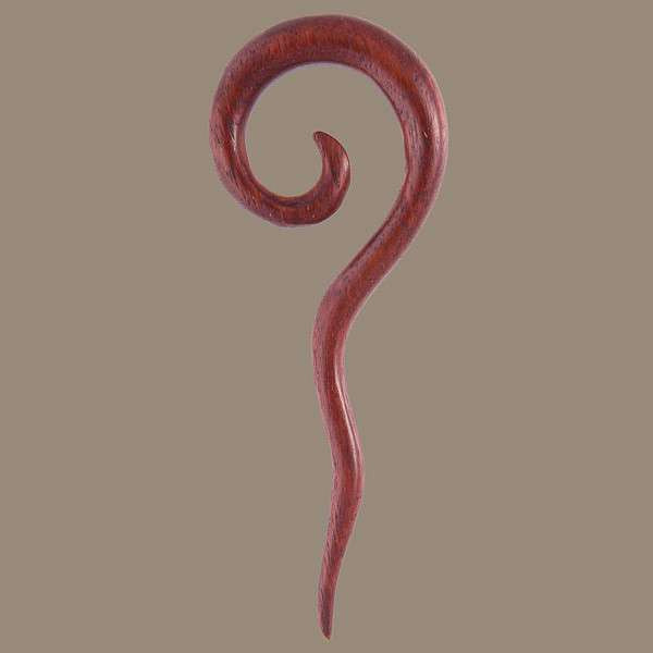 Rose Wood Ear Stretcher with Spiral Top and Long Back - Tribu
