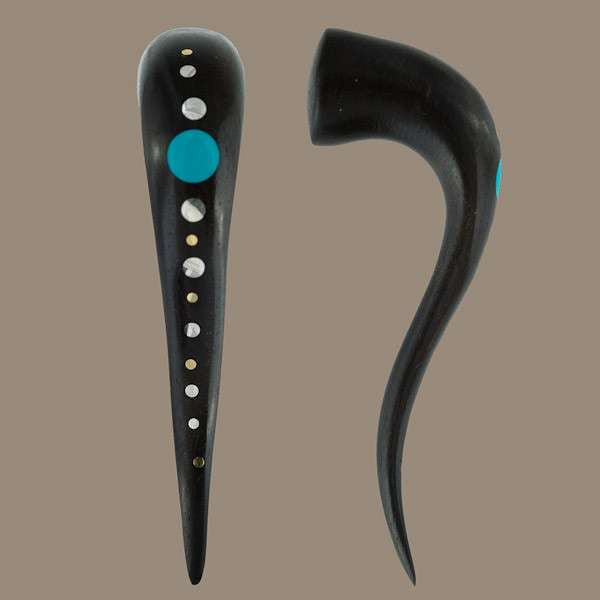 Black Wood Hook Stretcher with set Silver and Turquoise - Tribu
