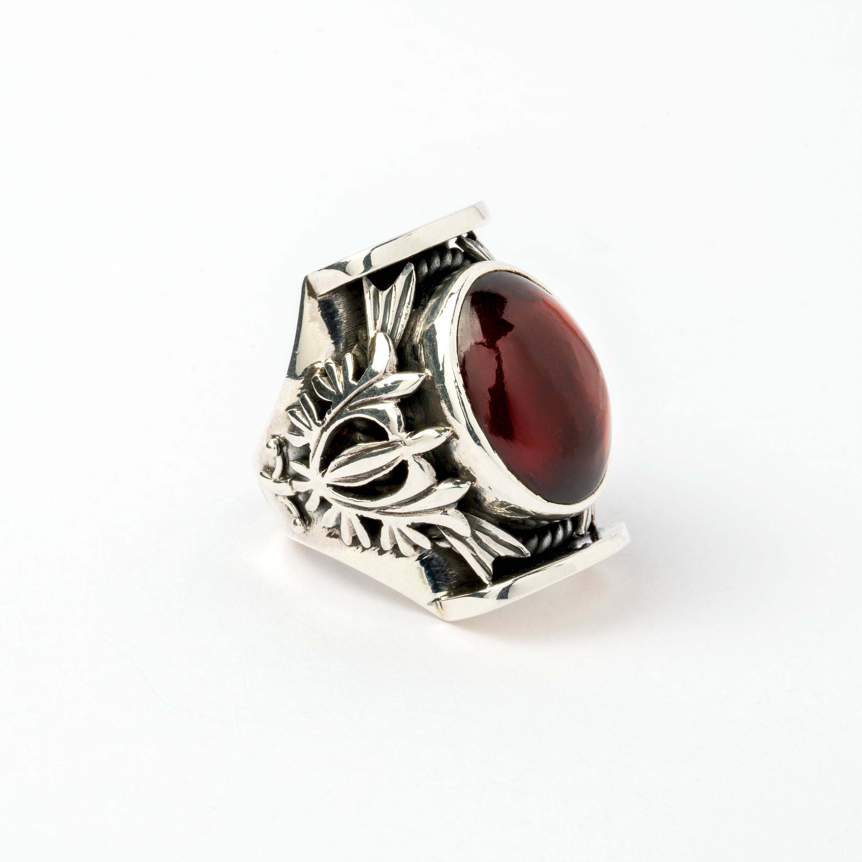 Hallmarked Silver Ring with Almandine Garnet