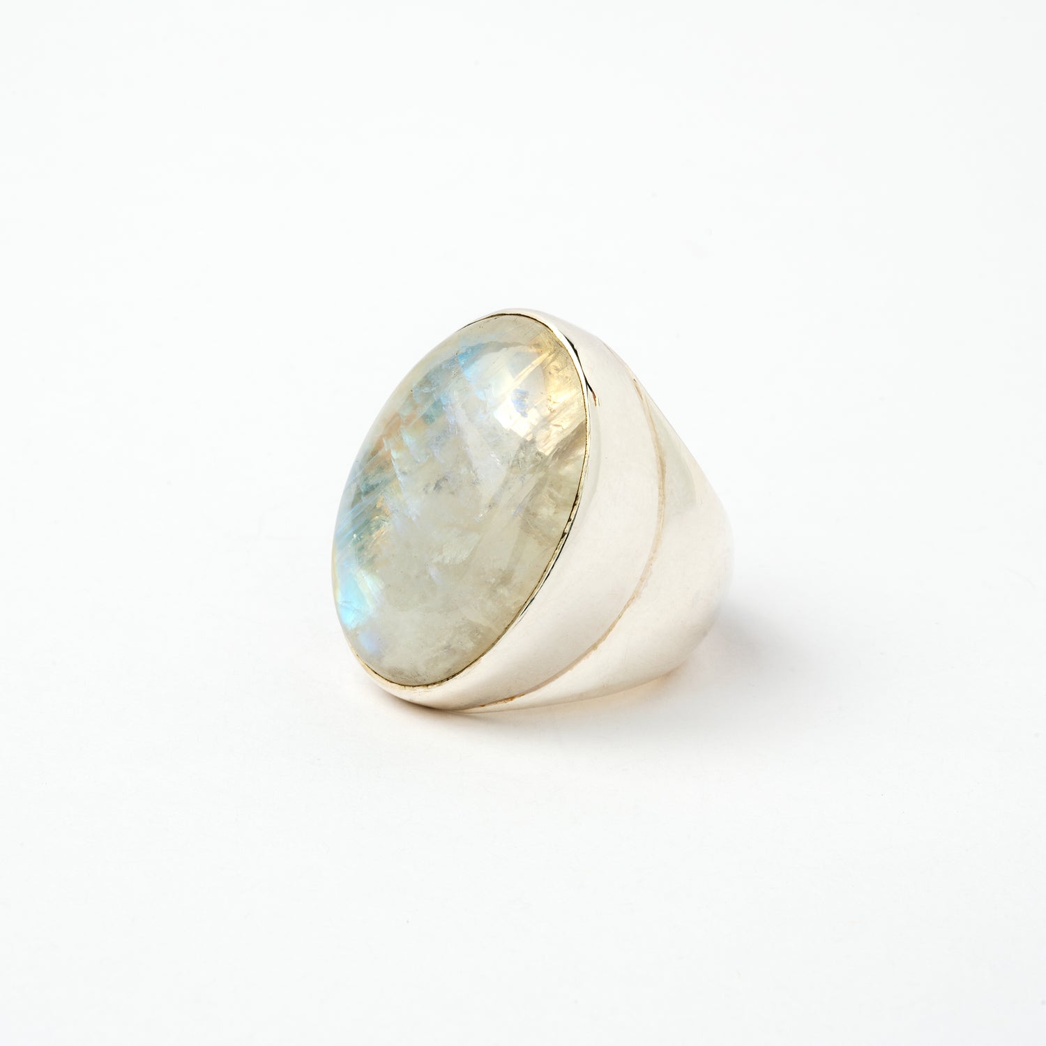 Hallmarked Silver Ring with Moonstone
