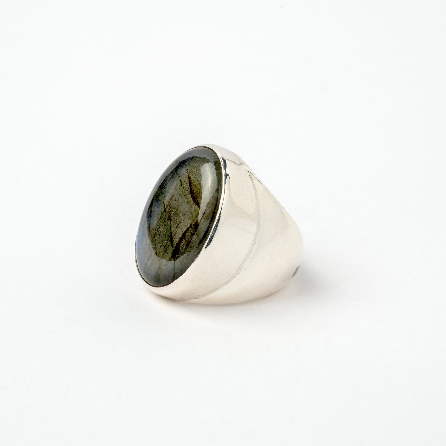 Hallmarked Silver Ring with Labradorite