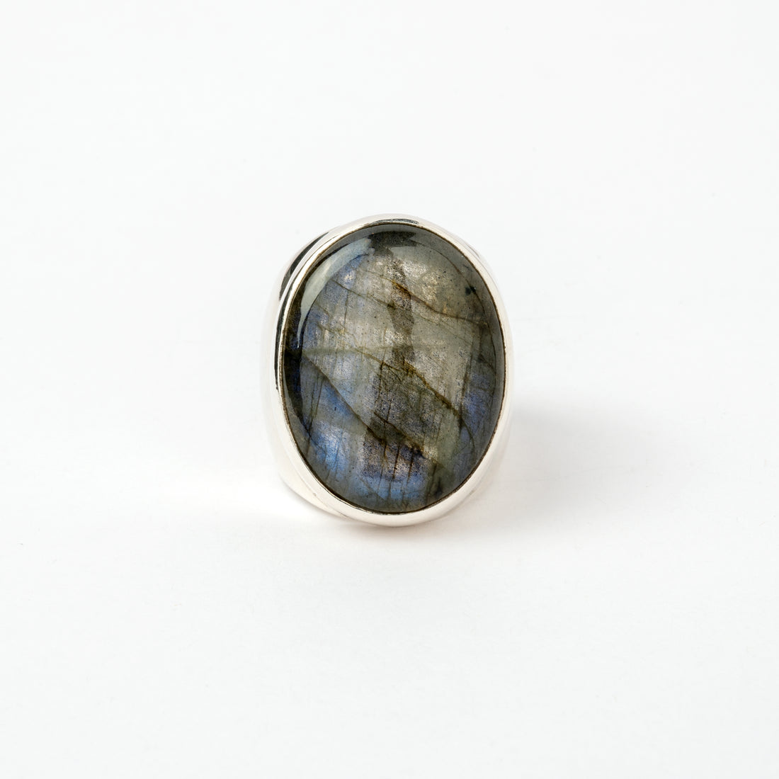 Hallmarked Silver Ring with Labradorite