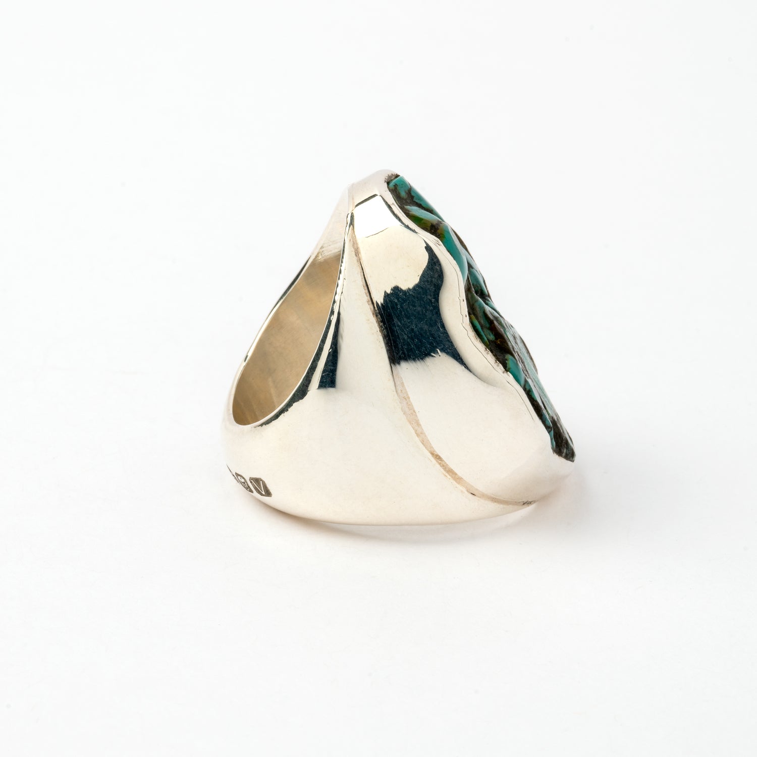 Tibetan Turquoise set in Hallmarked Silver Ring