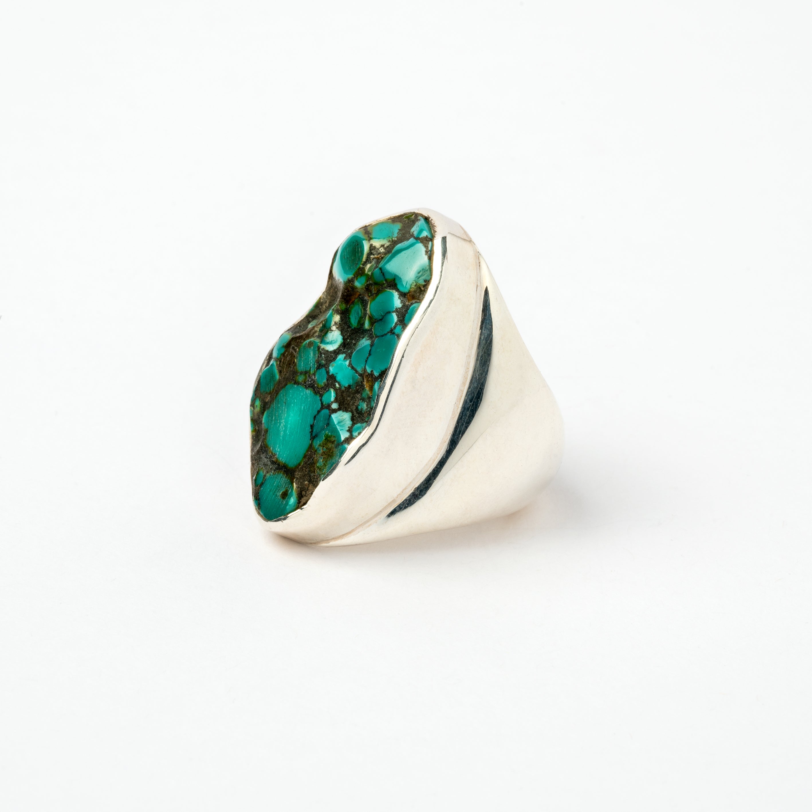 Tibetan Turquoise set in Hallmarked Silver Ring
