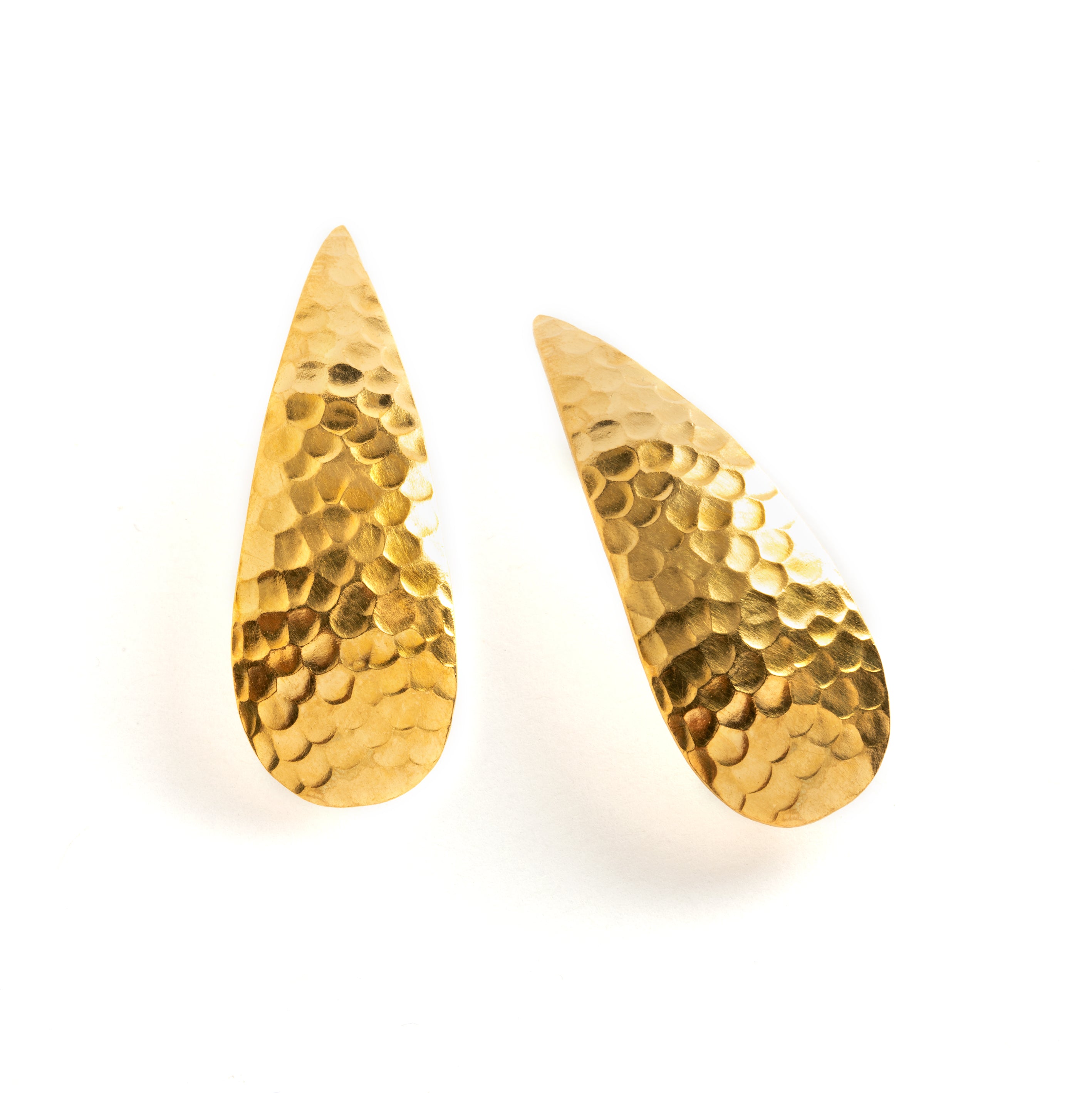 18K Gold Hammered Teardrop Earrings