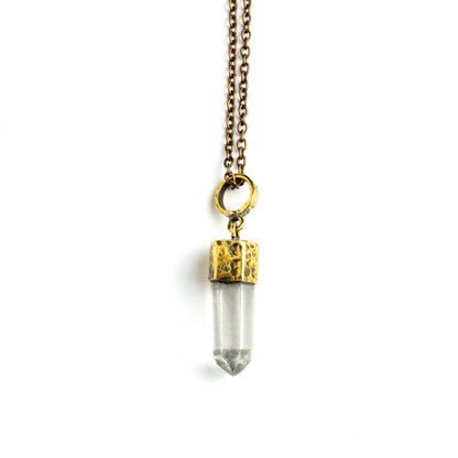 Crystal and Hammered Brass Pendant