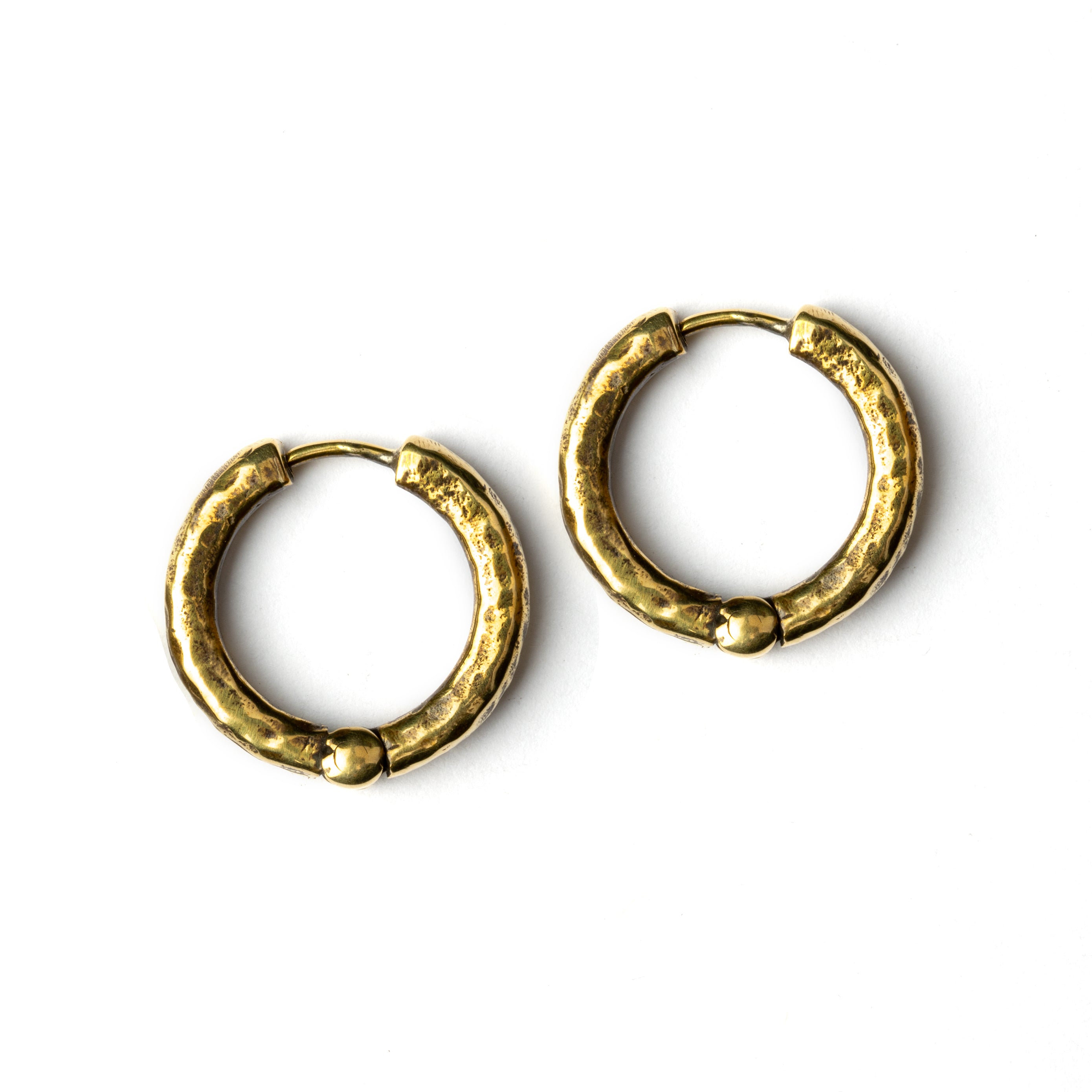 Medium Hammered brass Clicker hoop Earrings
