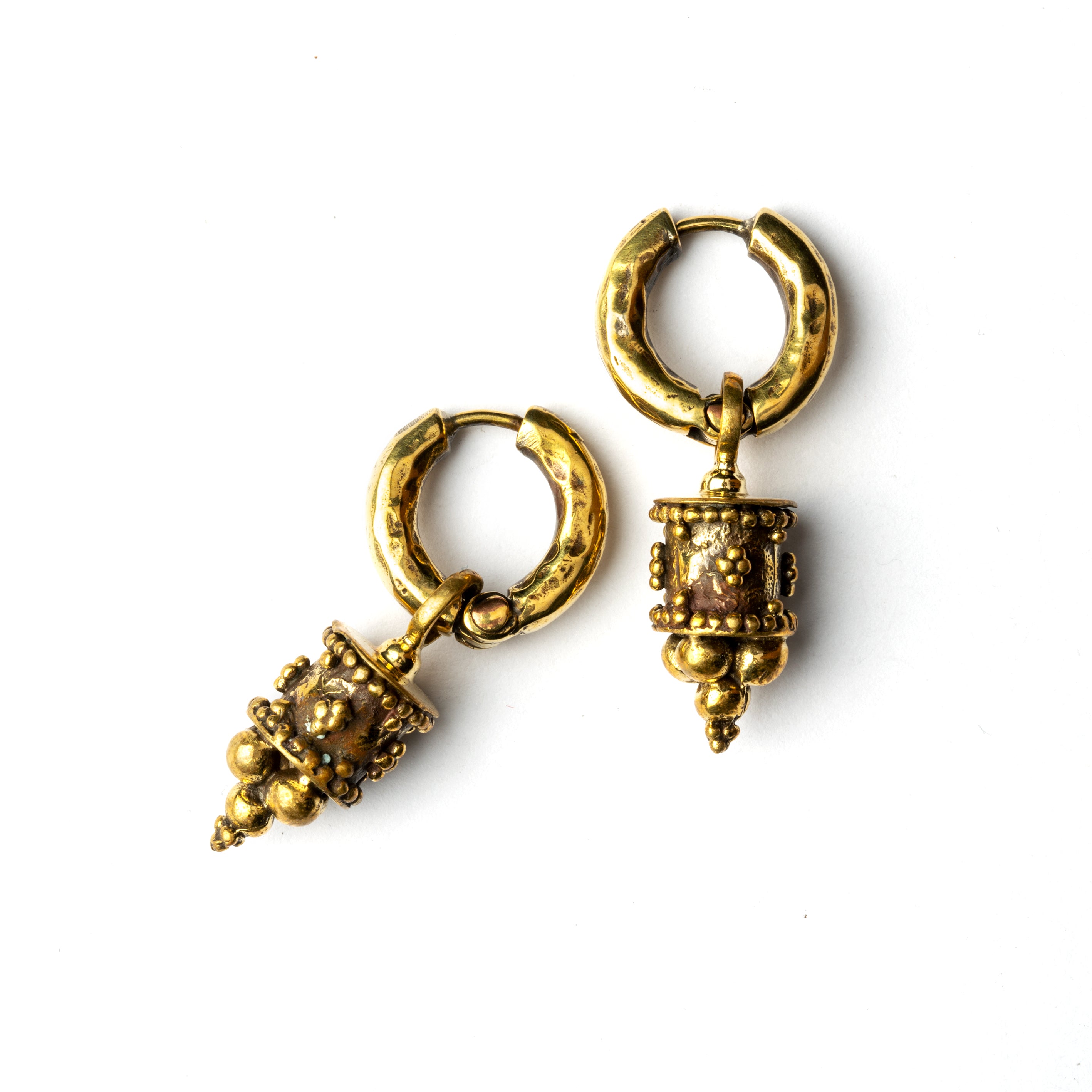 Afghan Cylinder Clicker Earrings frontal view