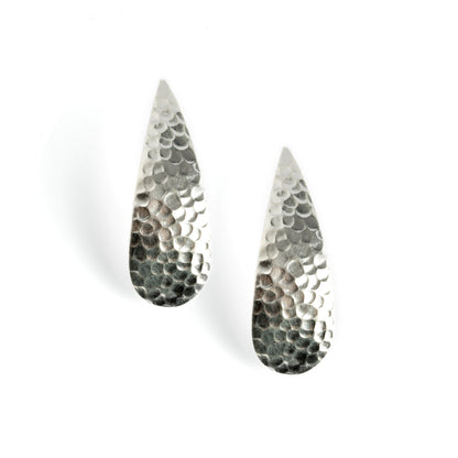 Hammered Silver Drop Earrings frontal view