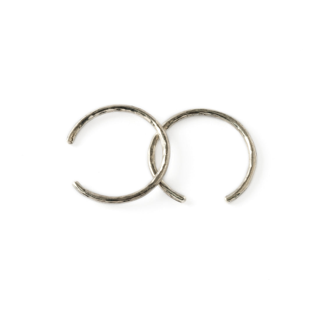 Hammered silver horseshoe earrings front and side view