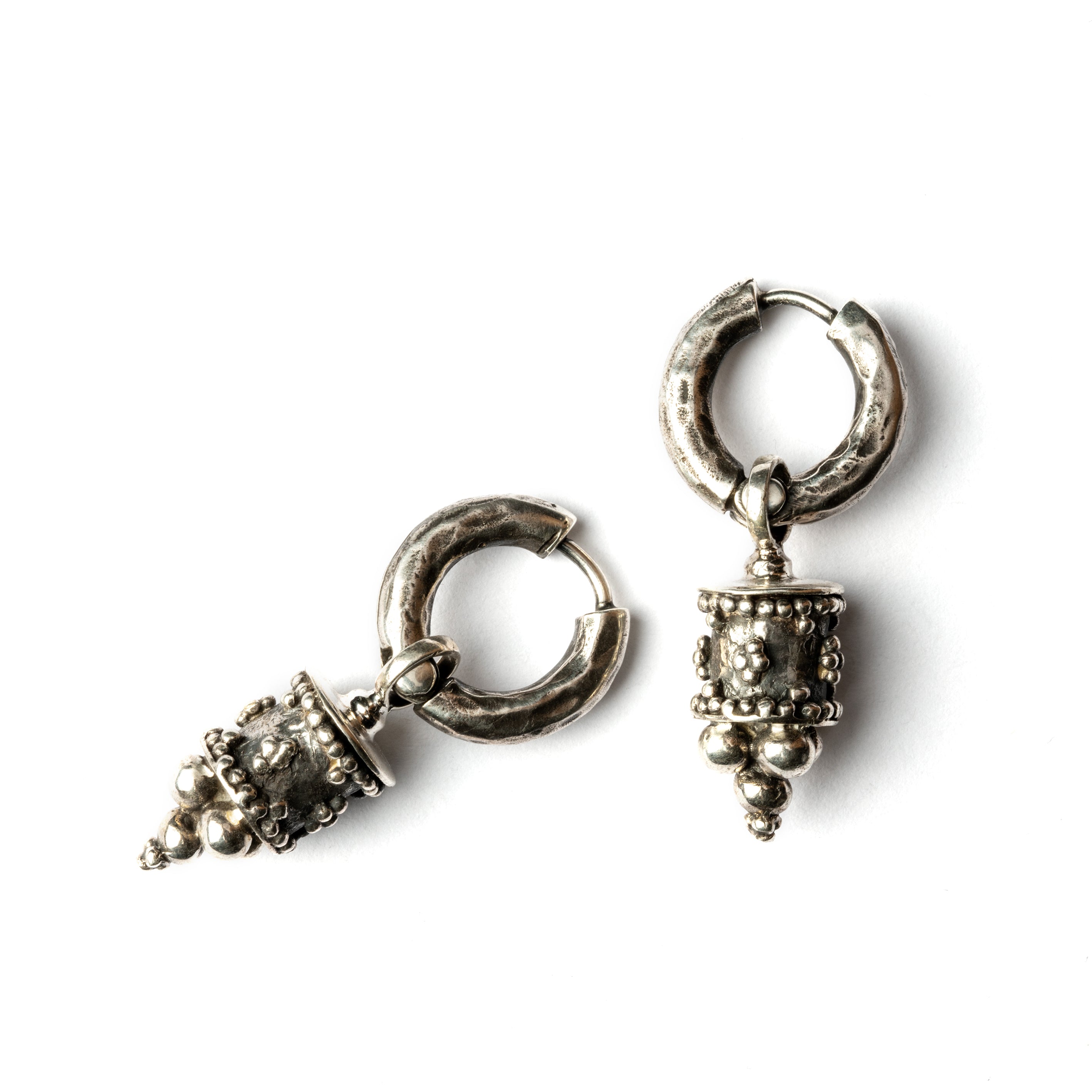 Afghan Cylinder Clicker Earrings frontal view