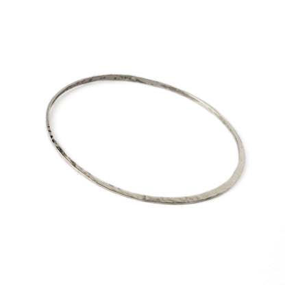 Sterling silver hammered flat open bangle