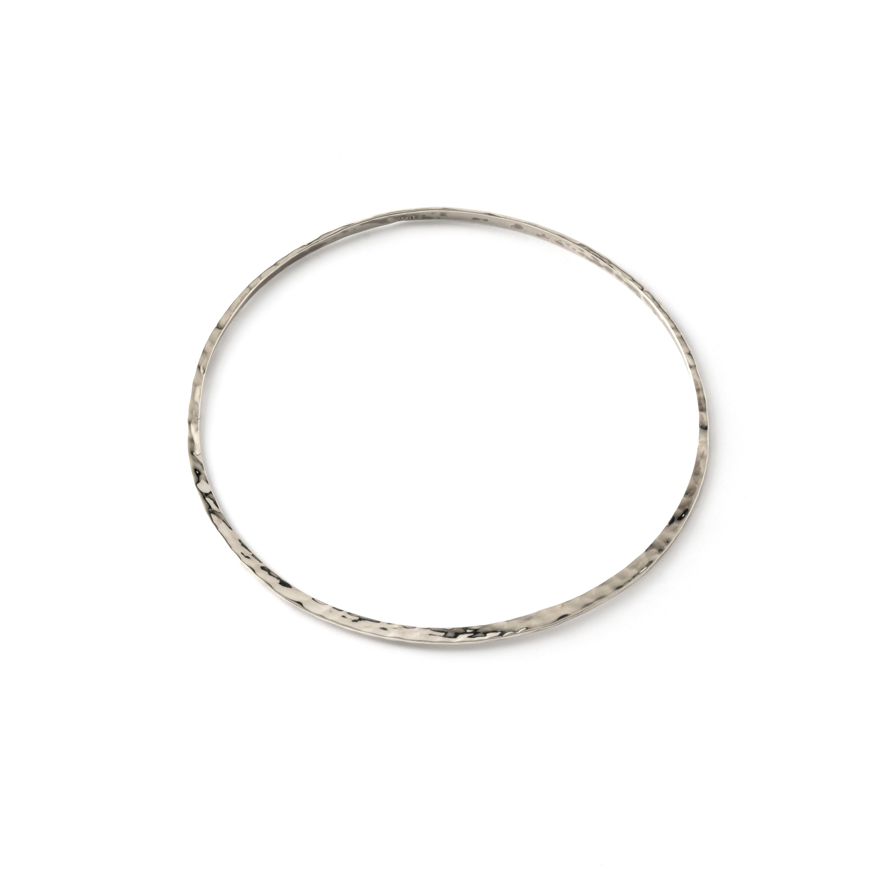 Sterling silver hammered flat open bangle