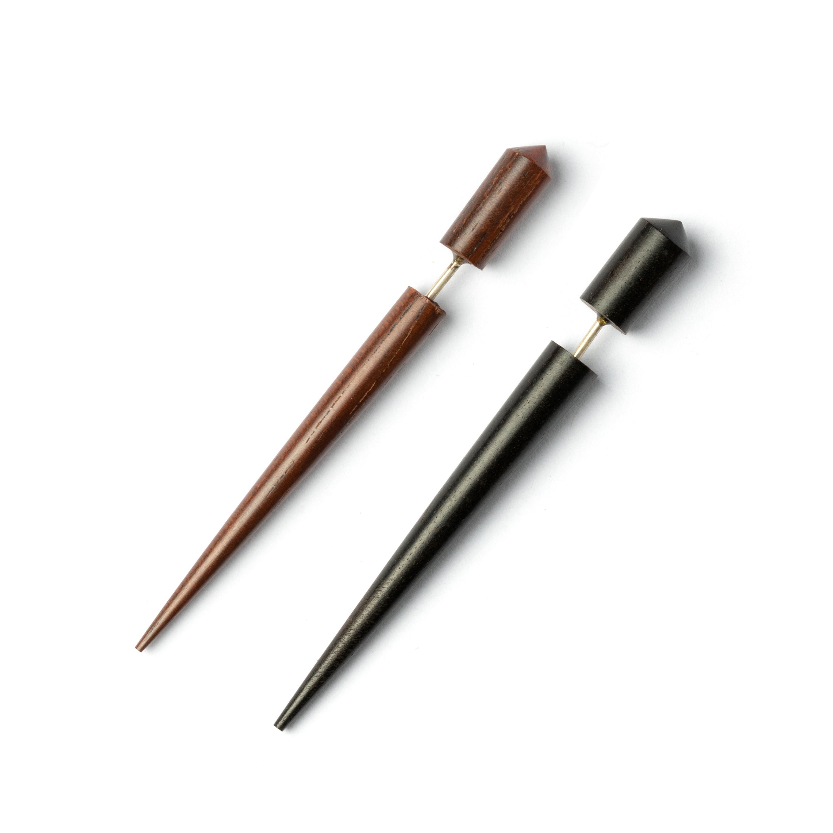 Harajuku Wooden fake gauge Earrings- Blackwood & rosewood