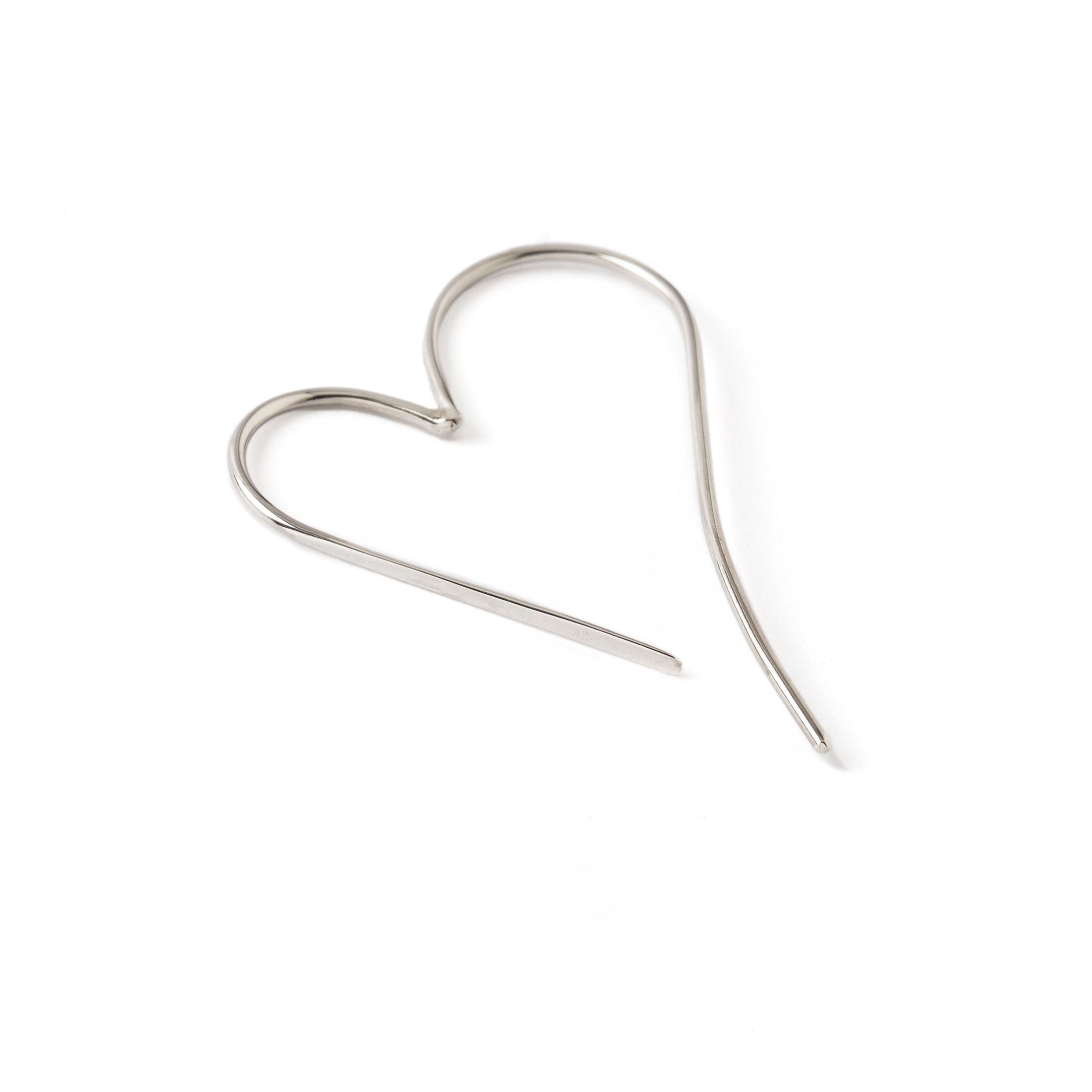 Heart Silver Wire Earrings right front view