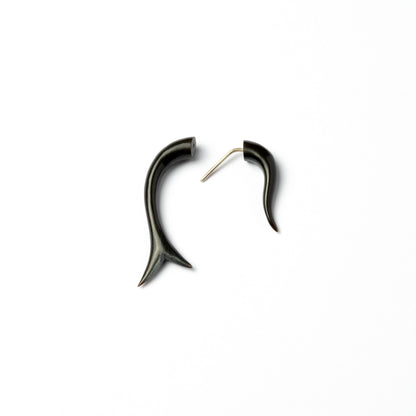 Hiku Fake Gauge Earrings - horn