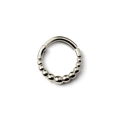 surgical steel septum clicker ring with tiny spheres frontal view