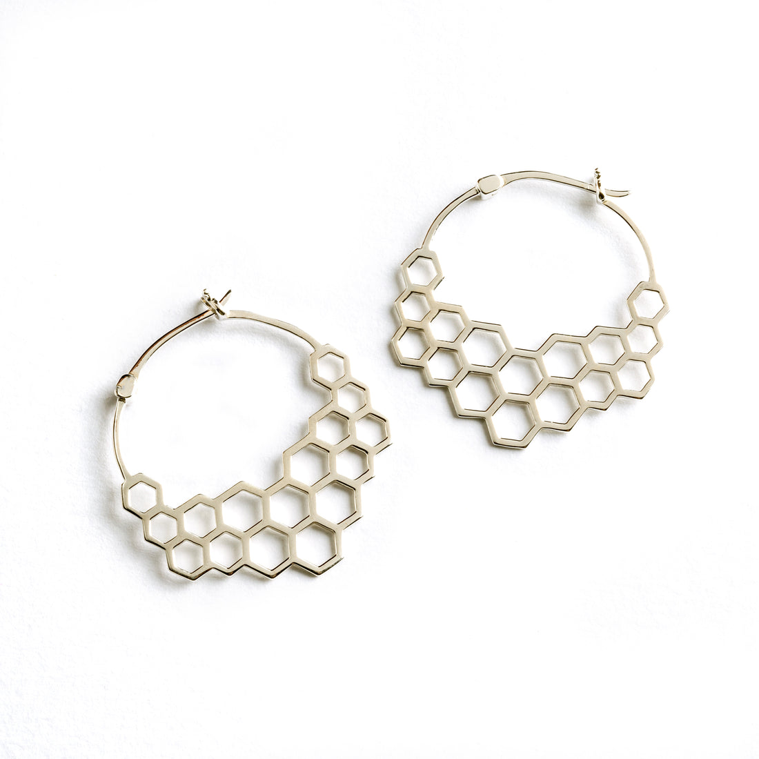 Honeycomb Silver Hoops