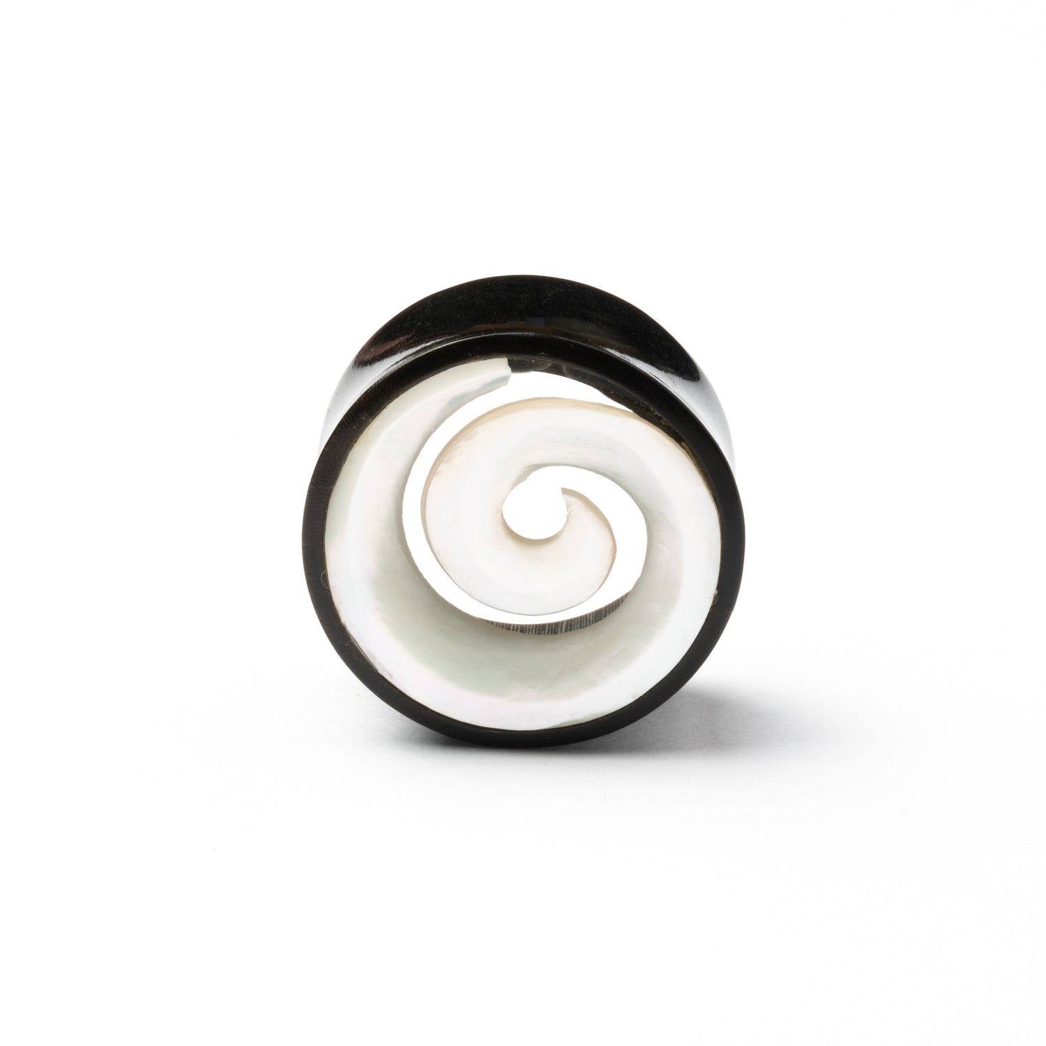 Horn And Mother Of Pearl Spiral Flesh Tunnel
