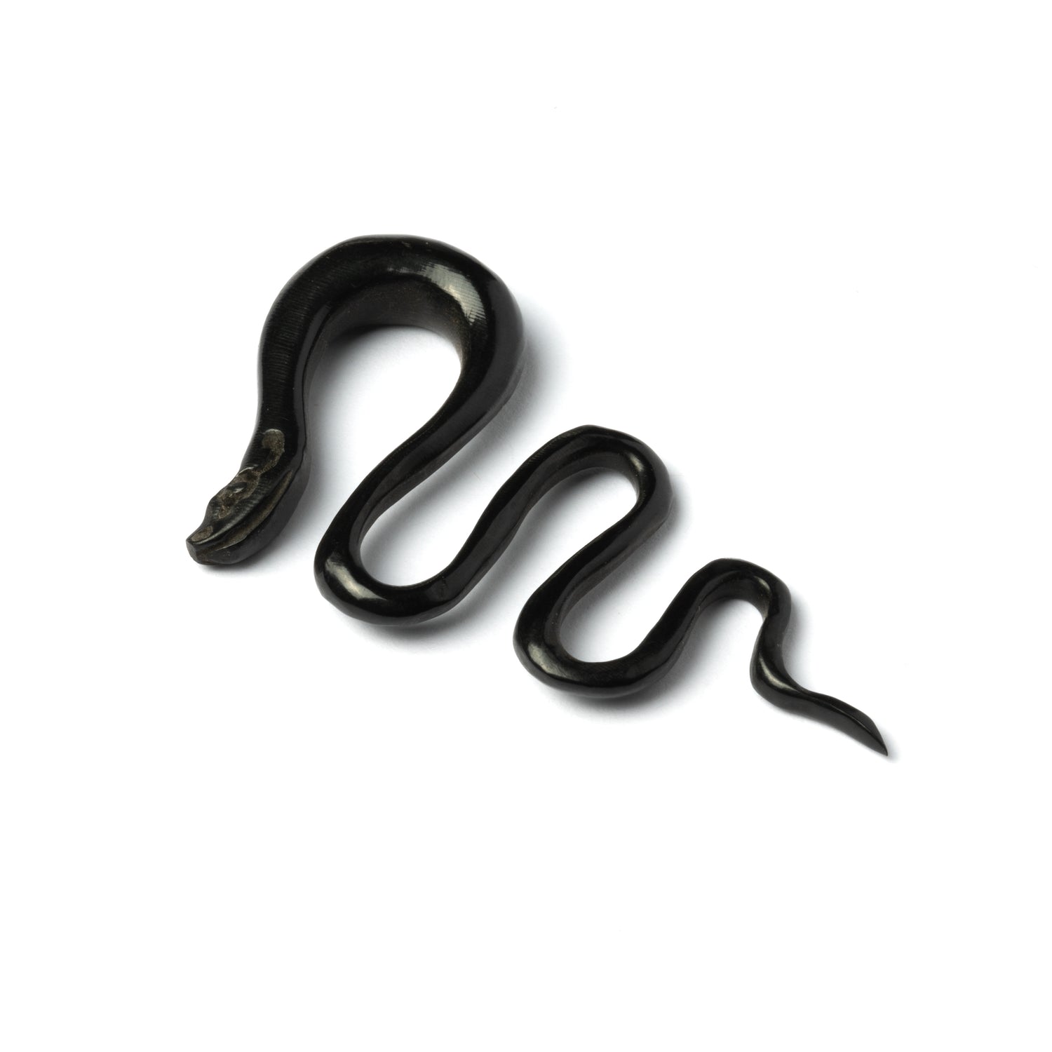 single black horn snake shaped ear stretcher left side view
