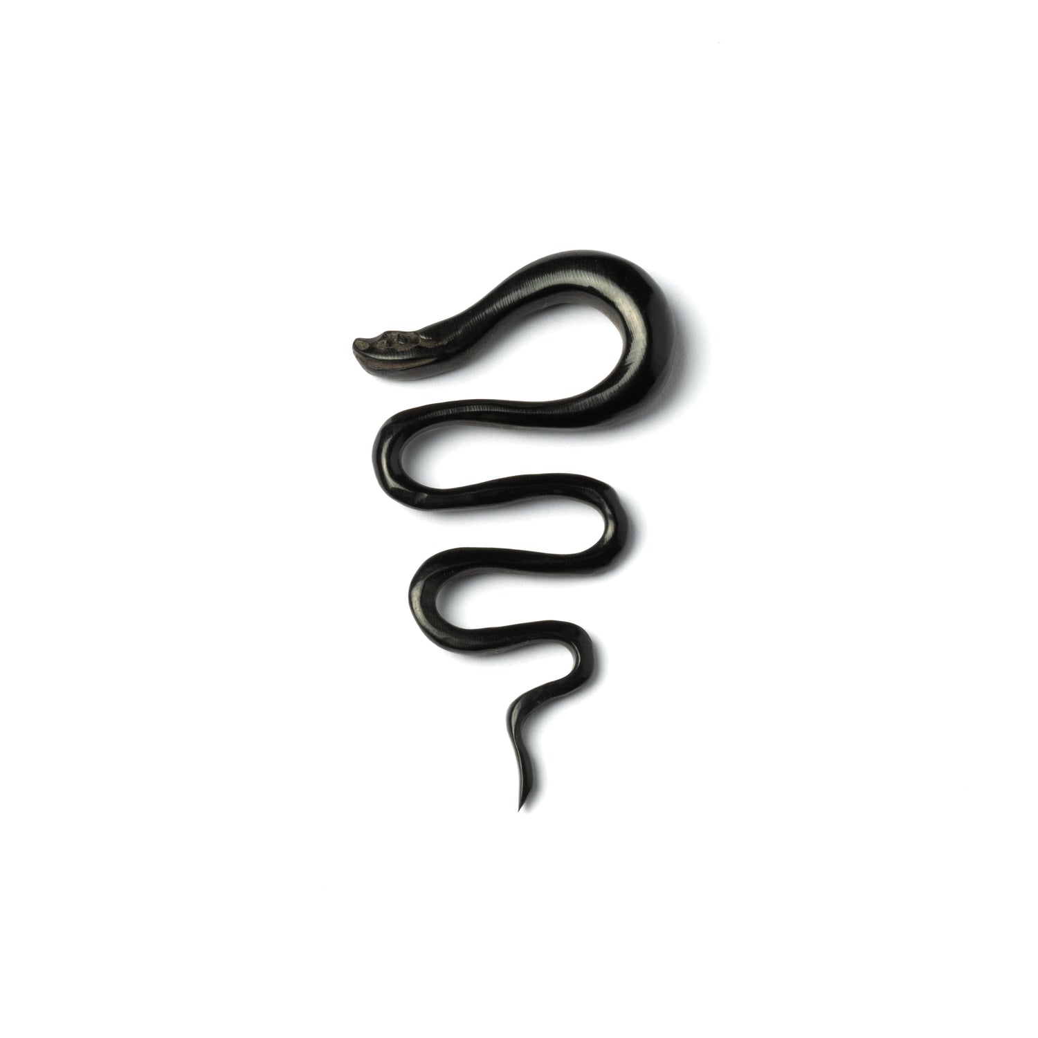 single black horn snake shaped ear stretcher side view