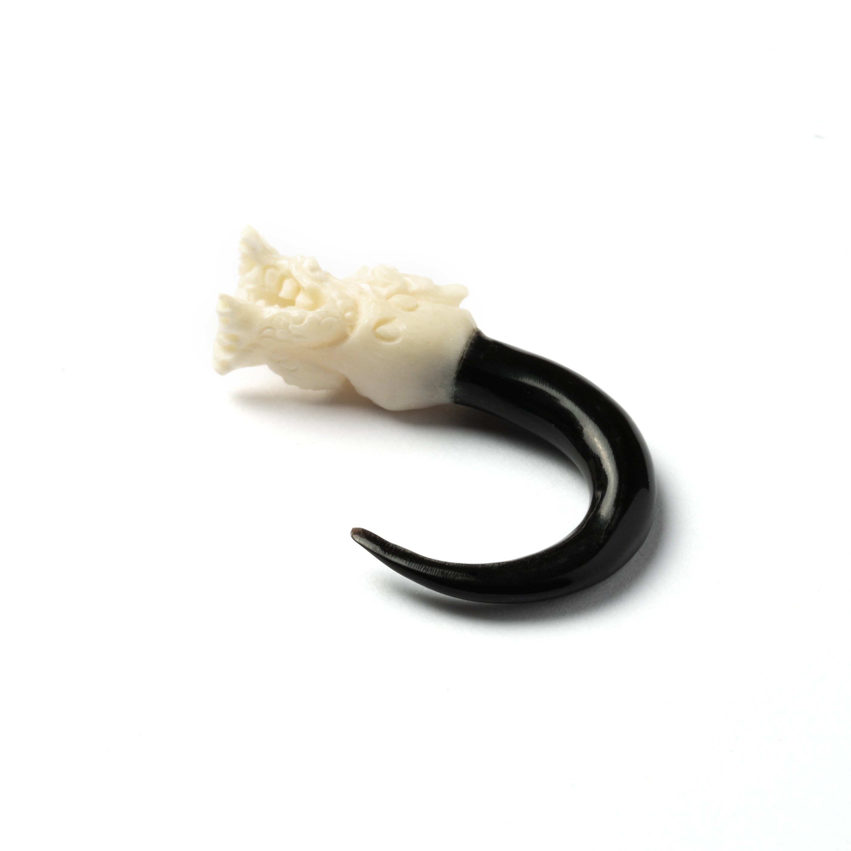 Civière de Corne avec Tête de Dragon en Os