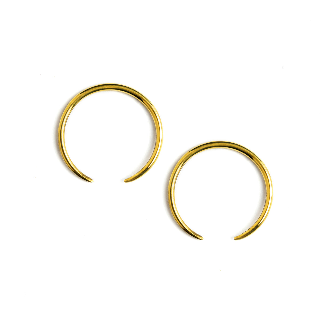 pair of golden brass wire horseshoe earrings side view